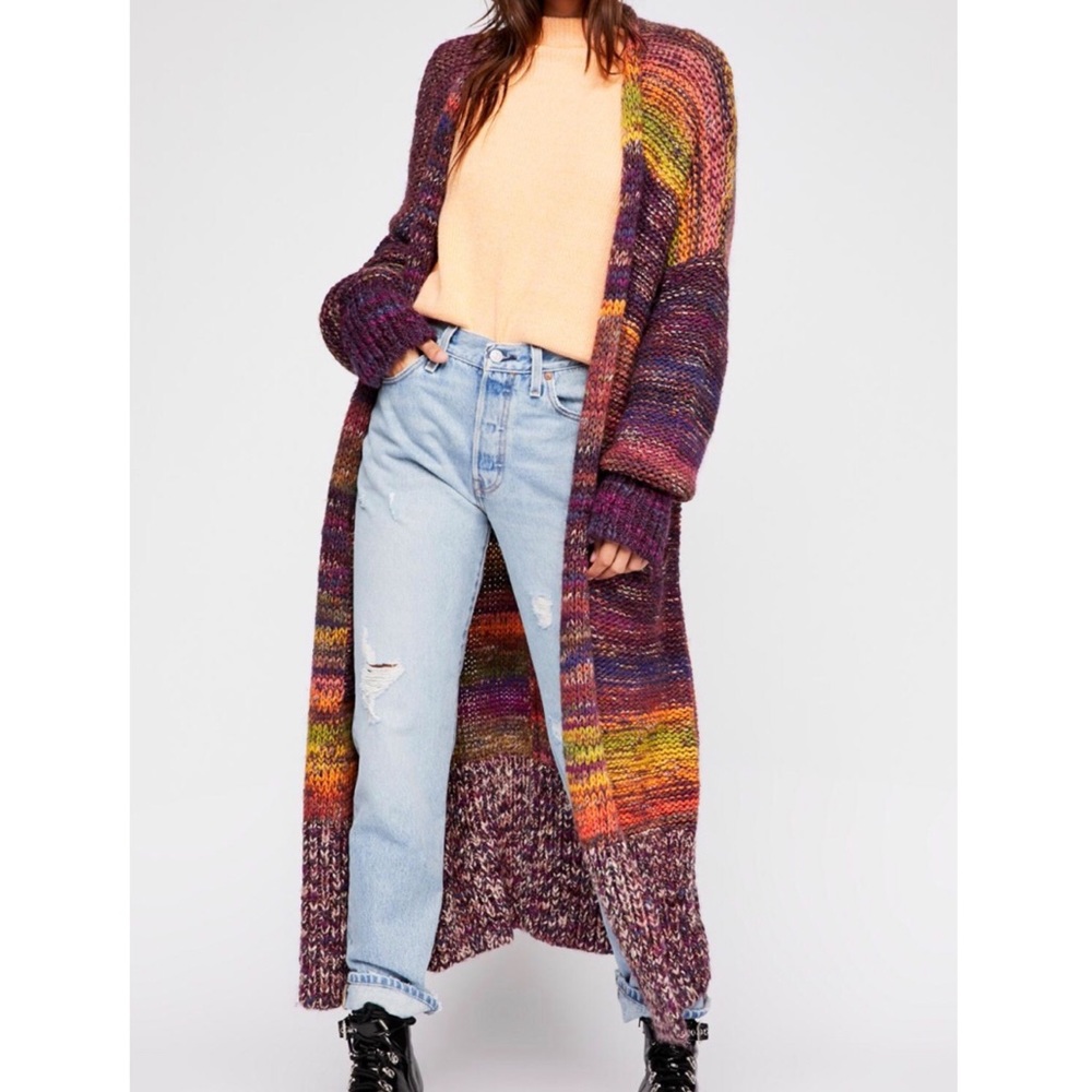 FREE PEOPLE Rainbow Dream Duster Cardigan S Rare